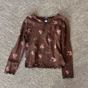 Old Navy Brown Floral Long Sleeve Top
